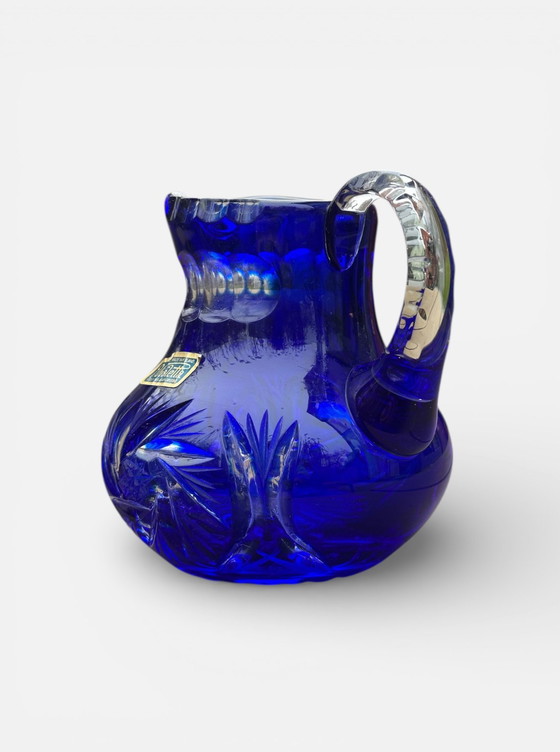 Image 1 of vintage Violetta kobaltblauwe geslepen kristallen kan lood kristal jaren 80