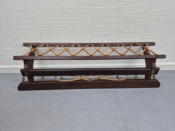 Vintage Electrimeufa? Teak/rattan Coat rack 50s, 60s., Wood, Brown (photo 9 of 10)