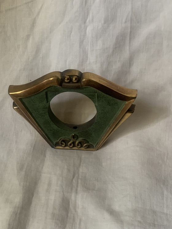 Art Deco klokbehuizing van gepatineerd metaal – decoratieve vintage klok, brons of messing (photo 6 of 11)