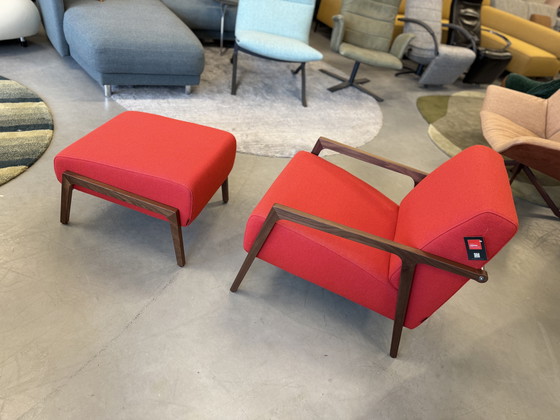 Image 1 of Harvink Splinter Armchair with Hocker walnut Hallingdal fabric