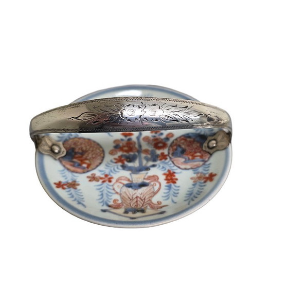 Image 1 of Plat japonais ancien à anse en argent, XVIIIe/XIXe siècle