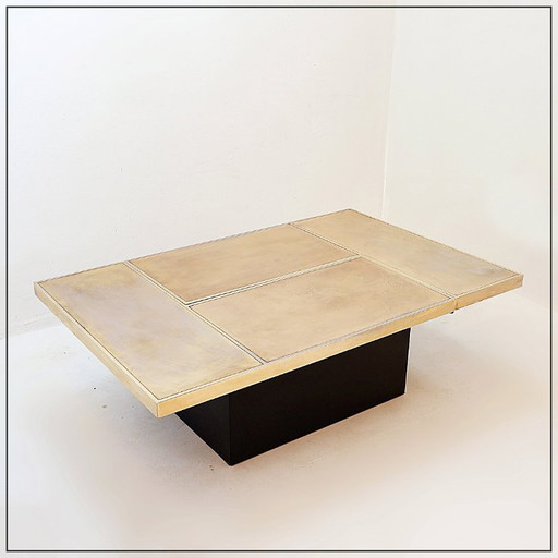 Vintage-Schiebecouchtisch Belgo Chrom mit versteckter Bar - 1970er Jahre