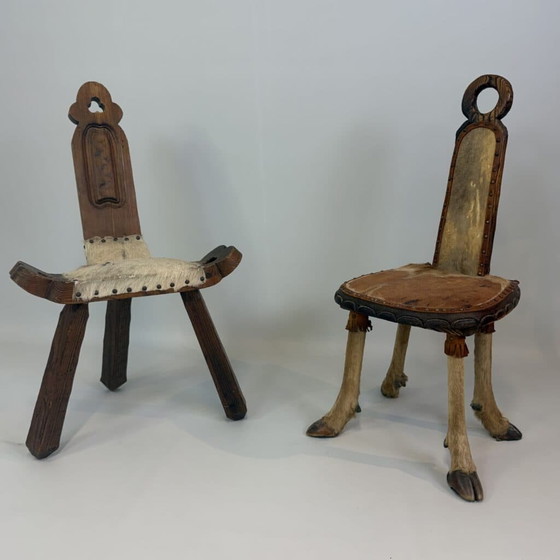 Coppia di sedie rustiche stile folk – Poltrone relax, Pelle, Legno (photo 27 of 34)