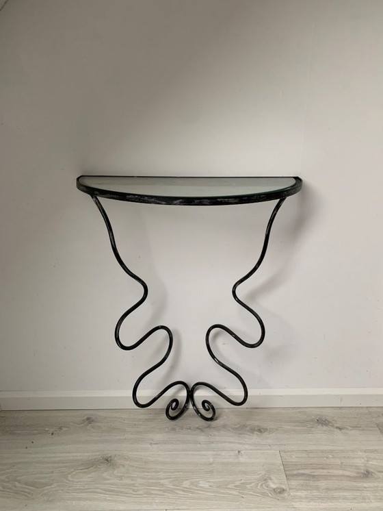 Image 1 of Vintage iron and glass console table