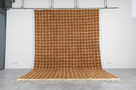 Image 1 of Alfombra marroquí personalizada con diseño de cuadrícula - Alfombra de pelo alto de 300x200 cm - Alfombra Beni ourain