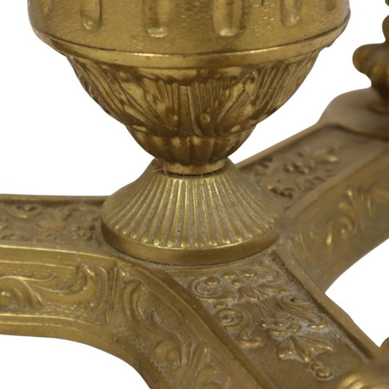Vintage Brass Side Table with Round Onyx Marble Top (photo 19 of 23)