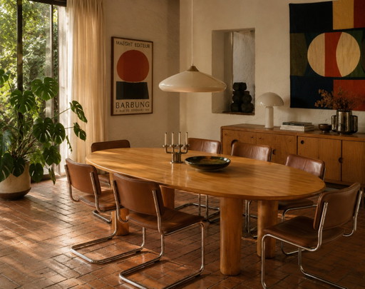 Large Oak Oval Dining Table – eettafels, Wood