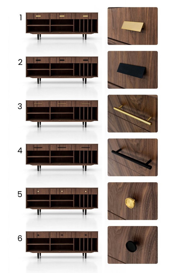 Image 1 of Cómoda giratoria de nogal O-S07 con tres cajones