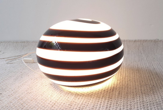 Image 1 of Grote ILU di Vetro glazen tafellamp / vloerlamp, model Zebra zwart-wit glas, Italiaans glas Nederlands design