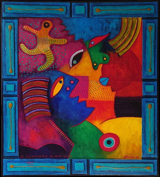 Original Painting Clemens Briels: "El Intercambio de Opiniones" (2008) - Signed & Certificate!