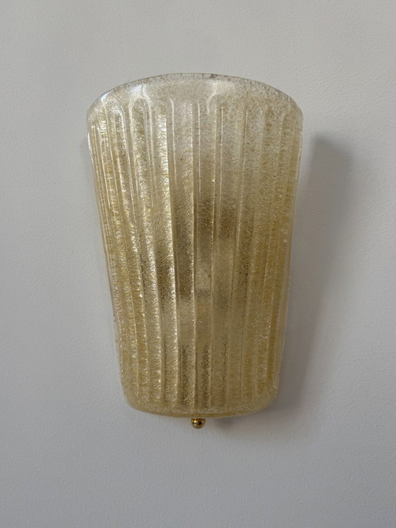 Image 1 of Coppia di applique da parete vintage in vetro di Murano stampato e pressato, Italia, 1980