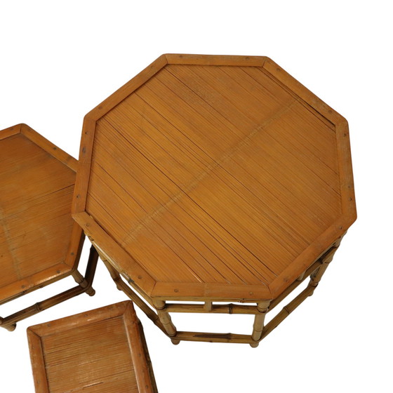 Image 1 of Bamboo and Rattan Side Tables Plant Tables Boho
