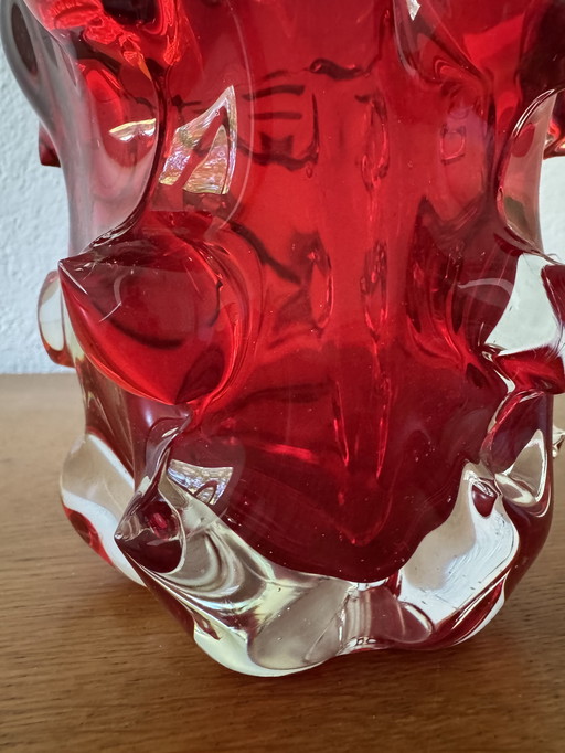 Red Murano Glass Vase 70's