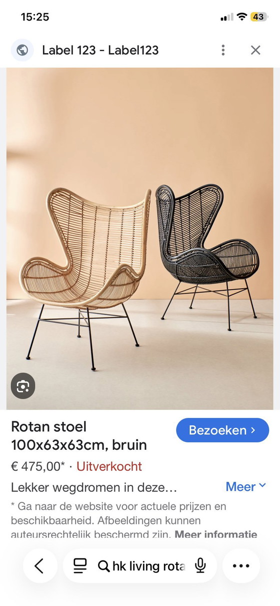 Image 1 of Sedia a uovo Rotan Hkliving