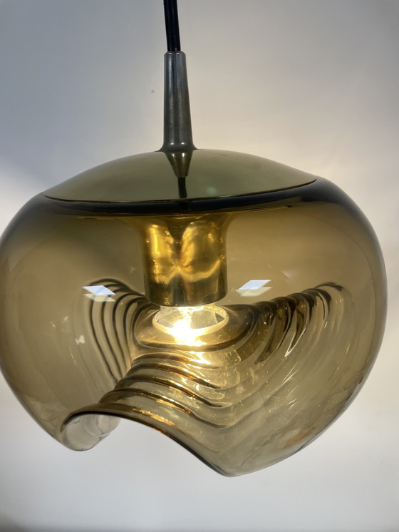 Image 1 of Lámpara colgante Futura de cristal ahumado ondulado de Peill & Putzler, 1970