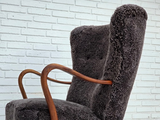 1960s, Danish armchair, reupholstered, genuine sheepskin. – Other (photo 6 of 22)