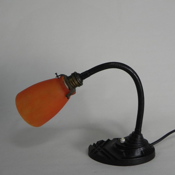 Image 1 of Lampada da scrivania ERPE con paralume in vetro arancione, anni '30