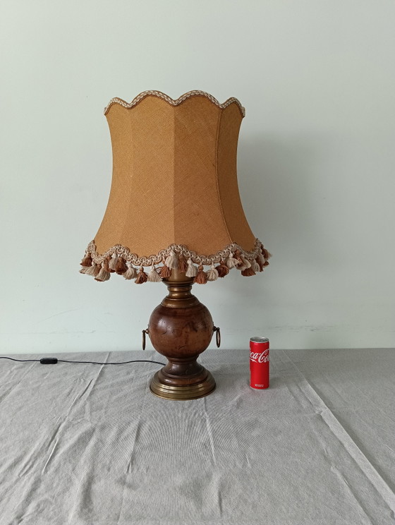 Vintage Table Lamp – Textile, Wood (photo 4 of 9)