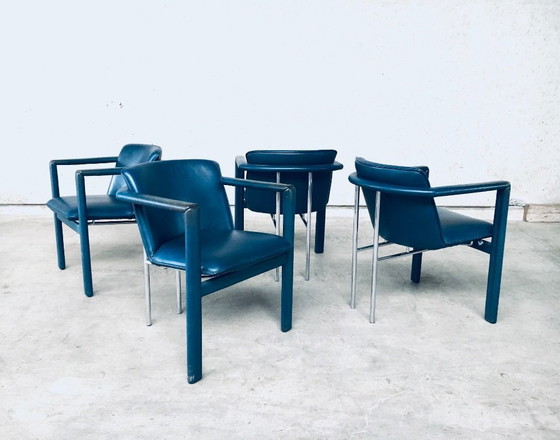 Image 1 of Set di sedie da pranzo in pelle Cachucha, design di Hugo De Ruiter per Leolux, anni '90