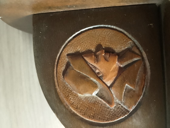 Image 1 of Pairs of solid wood bookends signed SM d'Oléron