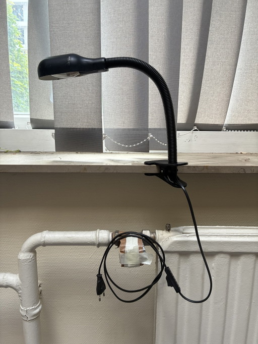 Lámpara Happylight vintage – Brazo flexible negro, década de 1980 – Fabricada en Holanda