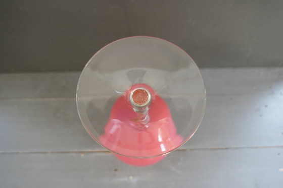 Vintage Empoli Glass Vase on Foot Pink (photo 5 of 6)