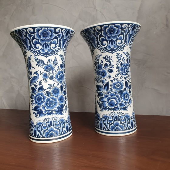 Image 1 of Jarrones azules de Delft de 1950