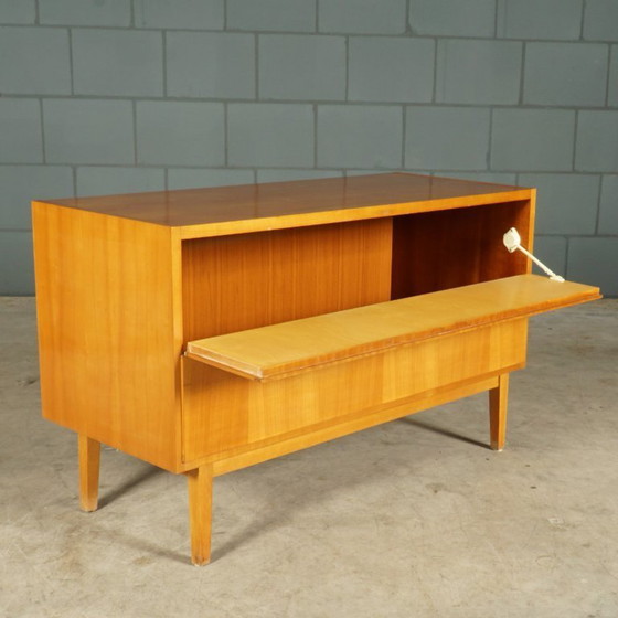 Image 1 of Vintage drop-door cabinet/sideboard – walnut – 1960s
