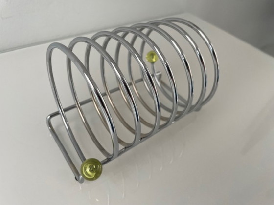 Image 1 of Porta toast cromato postmoderno vintage con dettagli al neon