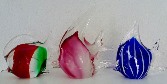 Image 1 of 3x Murano Glass Decorative Fish (style) in beautiful bright colours.