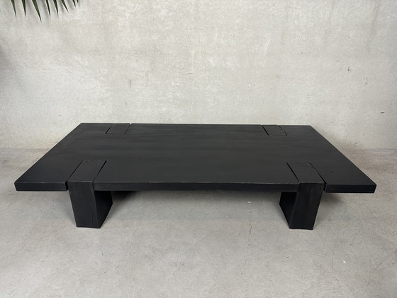 Image 1 of Table basse vintage Japandi en chêne