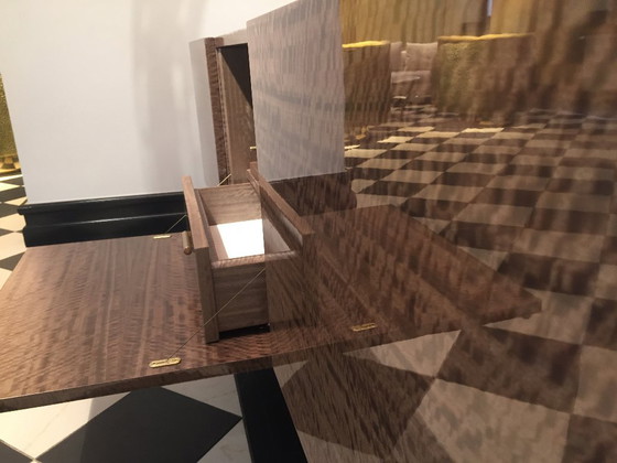 Image 1 of Aparador LAUREN de Ana Roque | Eucalipto exótico de alto brillo | Detalles dorados | Hecho a mano