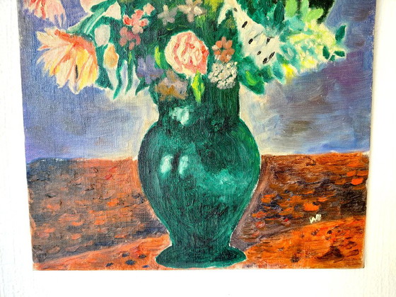 Vintage Floral Still Life, Impressionistic Early 1960s – Paintings & Drawings, Canvas (photo 3 of 10)