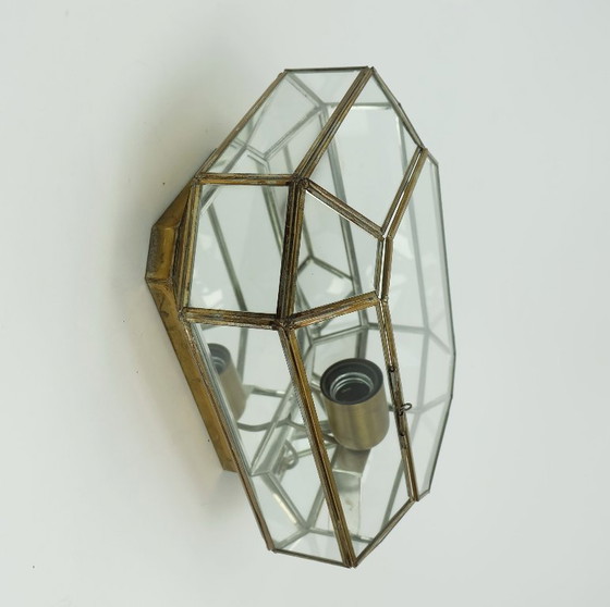 Image 1 of 1970s 1980s SCONCE wandlamp manfred fenske leuchten glass mirrored glass metal