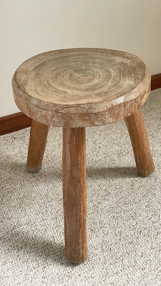 Image 1 of TABOURET Tripode BOIS Massif Vintage
