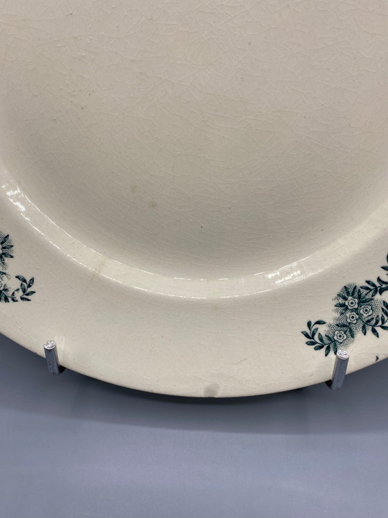 Grande piatto antico Longchamp, con decorazione stampata verde Lutèce – Oggetti decorativi (photo 3 of 5)