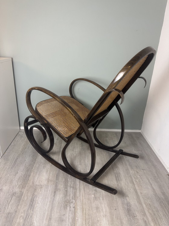 Image 1 of Thonet Style Rocking Chair with Rattan