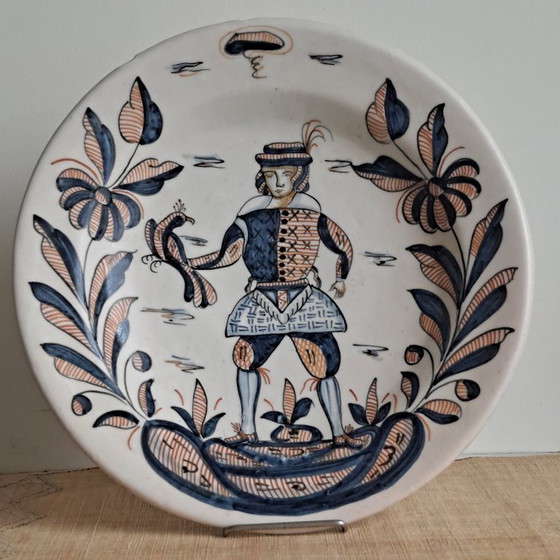 Coppia di grandi piatti da parete in ceramica spagnola fatti a mano – 33,5 cm. – Decorazioni murali (photo 2 of 10)