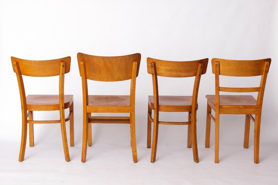 Image 1 of Set van 4 Vintage "Frankfurter" Eetkamerstoelen - Beukenhout - Duitsland jaren 1950-1960