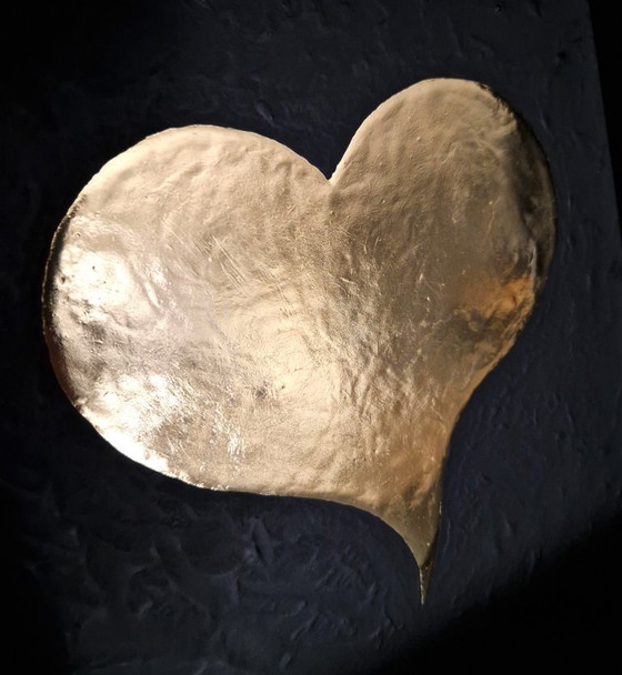 Image 1 of Cuore d'oro, opera d'arte placcata in oro 23kt con cornice, edizione limitata