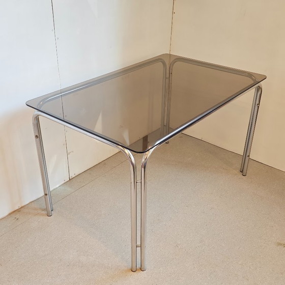 Image 1 of Mesa de comedor de cristal cromado