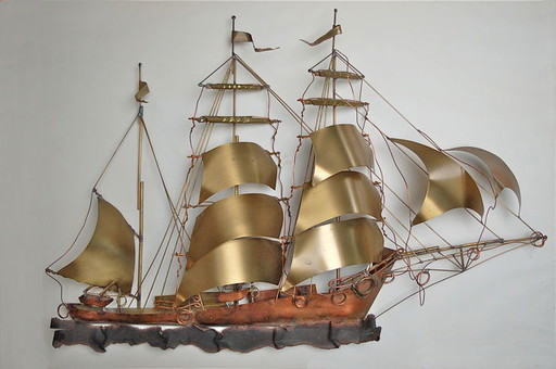 Daniel D'haeseleer - Sculpture lumineuse signée en forme de bateau