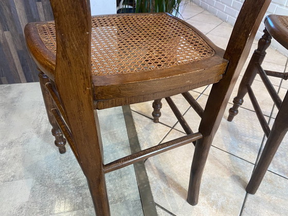 Image 1 of Coppia N2 di sedie antiche in canna e legno del 1900