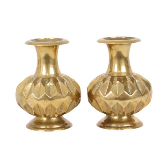 Paire de vases en laiton, motif géométrique, 15 cm – Brass (photo 12 of 13)
