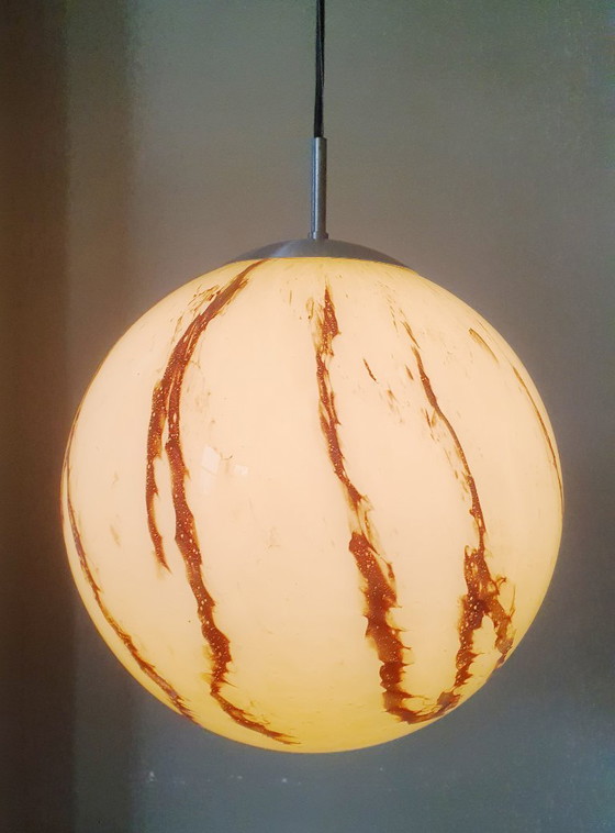 Image 1 of Art Deco vintage pendant lamp made of marbled glass