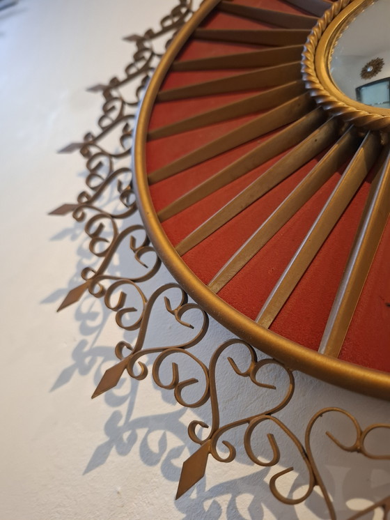 Image 1 of Rare miroir soleil chaty vallauris 42cm verre convexe 1960