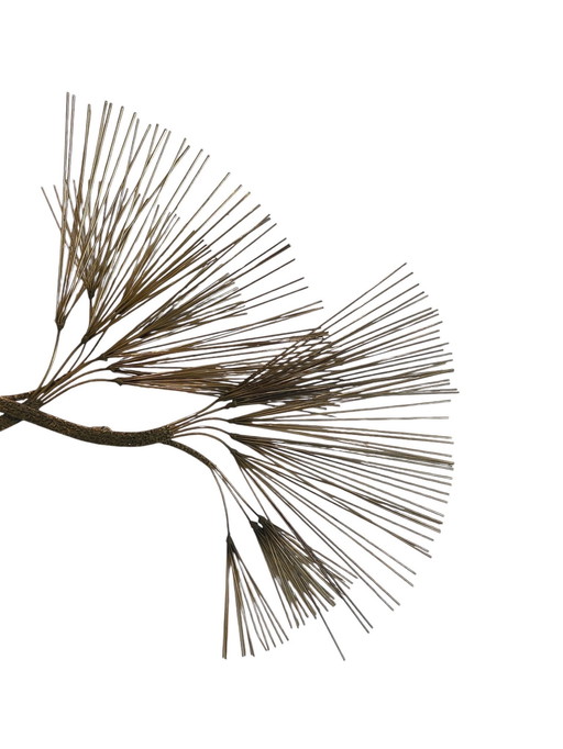 LARGE MID-CENTURY MODERN CURTIS JERÉ BRUTALIST BRASS TREE NEEDLE WALL