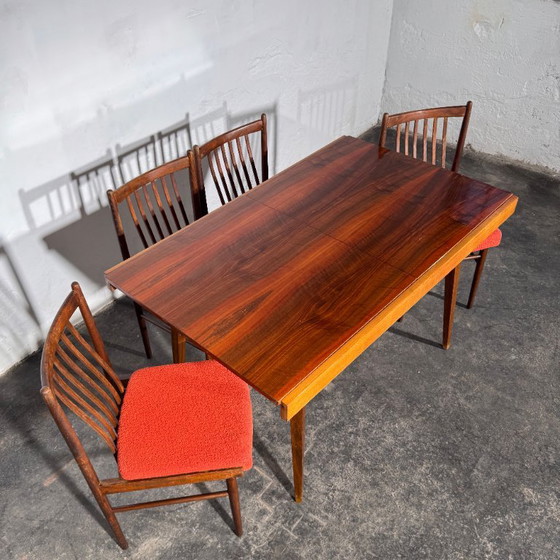 Set van 4 Tatra Nabytok eetkamerstoelen, jaren 60 – Tatra Nábytok, Textile (photo 5 of 14)