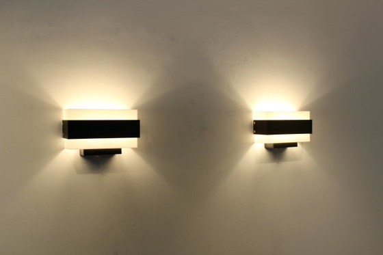 Stock of Louis Kalff Philips Wall Sconces in Black & White, Wall lights, Metal, Dutch Design Style (photo 2 of 12)