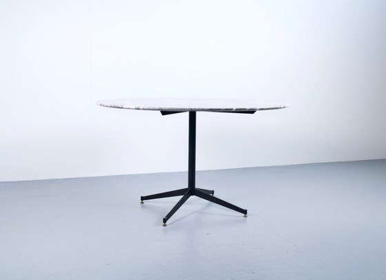 Italian-made Round Table, Marble and Steel, 60s, Dining tables, Metal, Grey, Mid Century Modern (photo 5 of 13)